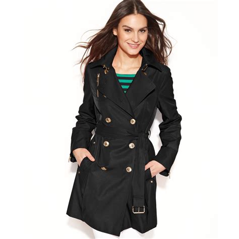 michael kors trench coat black|Michael Kors trench coat women.